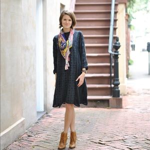 Johnny Was Embroidered Black Midi Dress